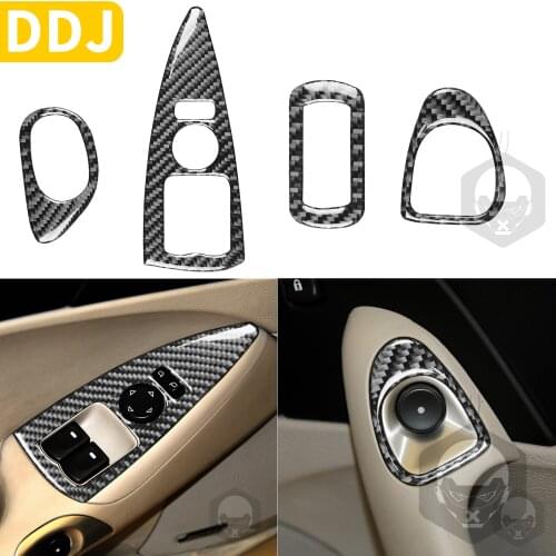 Carbon Fiber Window Lift Switch Panel Door Hanel Button Sticker Set For Chevrolet Corvette C6 2005-2007 Car Interior Accessories