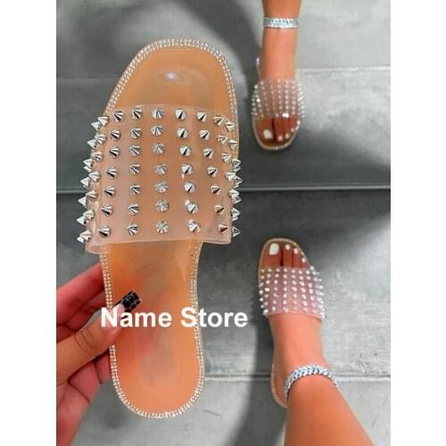 2021 Rivet Sandals Summer Jelly Shoes Flat Outdoor Casual Womens Shoes Fashion Beach Slippers Plus Size 42