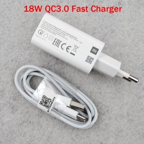 Original Xiaomi Redmi Note 10 QC3.0 Fast USB Wall Charger 3A Type C Cable Quick Charge For Mi 8 9 se CC9 E A3 Redmi Note 8 9 8T