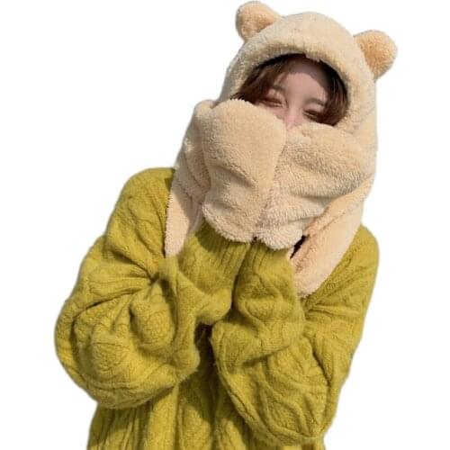 Scarves gloves hat plush collar warm warm han edition