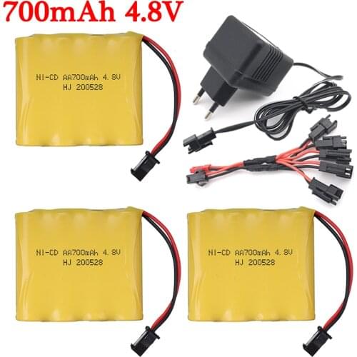 SM Plug ) 4.8V 700mAh Ni-cd Battery and Charger For Rc toys Cars Tanks Robots Boats Guns 700mah 4.8v Rechargeable Battery Pack