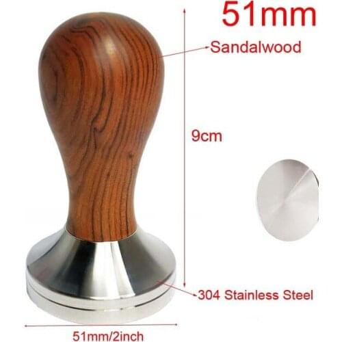 Coffee Tamper Stamping Plate Panar Sandalwood Handle Powder Hammer Coffee Accessories 51mm