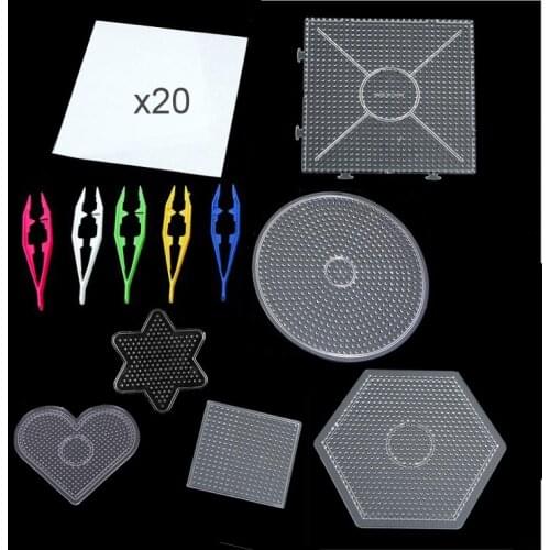 Yantjouet 5mm Hama Beads Pegboard Set Template Board Tool Circular Square Educational DIY Figure Material Board