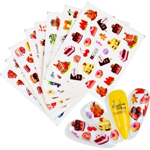 1 Sheet Sweets Ice Cream Summer Nail Sticker Mixed Colorful Fruit Cake DIY Water Decals Nail Art Decorations Manicure Tool