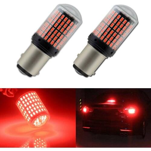 2pcs Car P21W BAY15D 1157 LED Canbus Lights 3014 144SMD Error Free Bulbs Red Lamps Auto Replacement Accessories