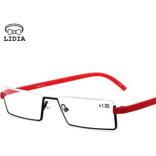 2021 Men Half Frame Comfy Light Reading Glasses Portable Fashion Unisex Eyewear Degree +1+1.5+2+2.5+3+3.5+4 Presbyopic Glasses