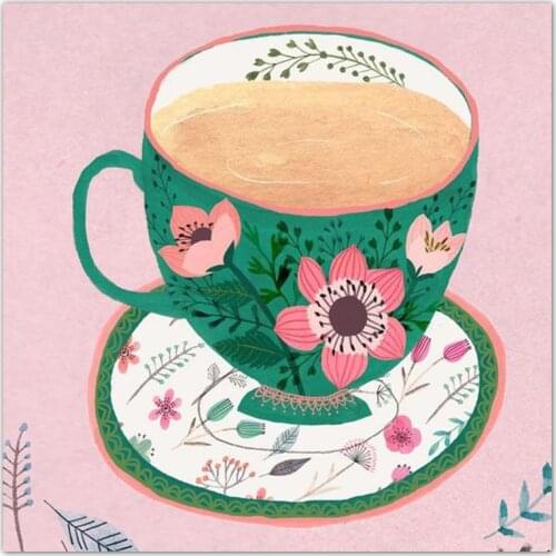 5D DIY Diamond painting Cross stitch Cartoon coffee cup landscape Full Round Diamond embroidery Full Square Diamond mosaic home