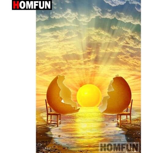 HOMFUN Full Square/Round Drill 5D DIY Diamond Painting "Eggshell sun" 3D Embroidery Cross Stitch 5D Home Decor gift A17181