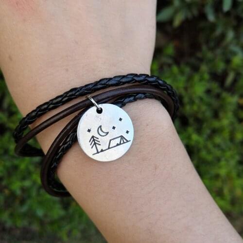 SanLan Pine Tree house star moon Camping bracelet camping jewelry simple life Outdoor Jewelry Gifts for Campers