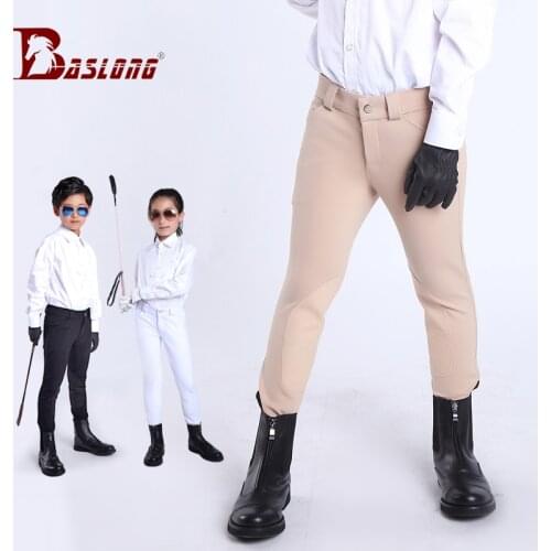 Childrens equestrian trousers are elastic and breathable