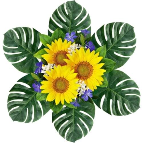 12Pcs Artificial Monstera Plants Tropical Palm Tree Leaves for Hawaiian Luan Greenery Wedding Party Decoration Photography