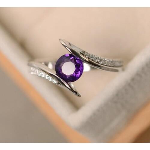 Dainty Green/Purple /Blue Crystal Rings for Women Silver Engagement Rings Finger Ring ladys Fashion Jewelry bagues pour femme
