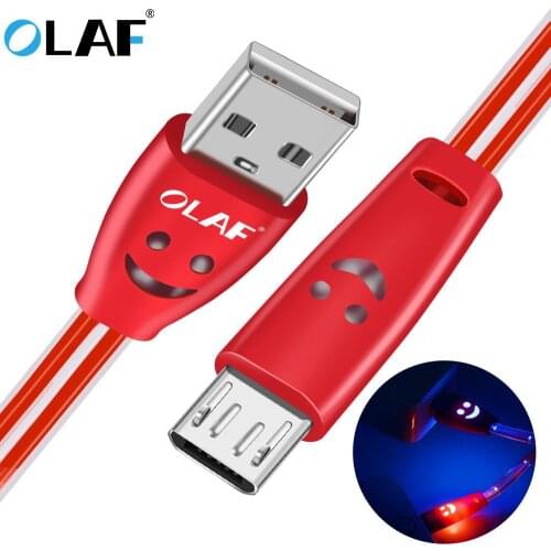 OLAF 1m Micro USB Cable LED Charging Data USB Charger Cable For Samsung Xiaomi Huawei Android Phone Charger Cable Microusb kabel