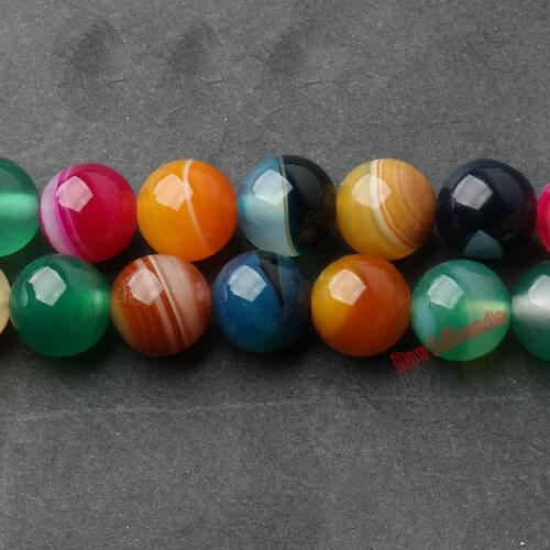 Factory price Natural Stone Mixed Colors Stripe Agat Round Loose Beads 6 8 10 12MM Pick Size For Jewelry Making