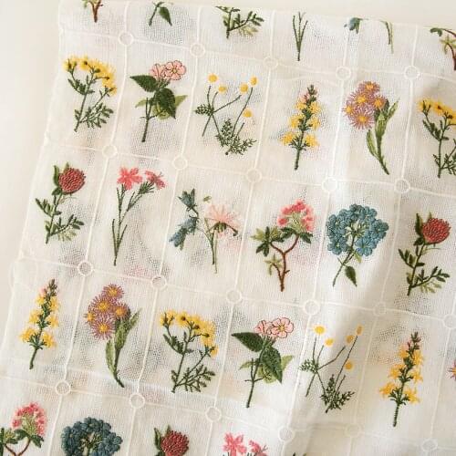 Wide 140cm New Hollow Out Lace Embroidery Flower Plants Clothing Designer Fabric DIY Sewing Patchwork Handcraft Material Telas