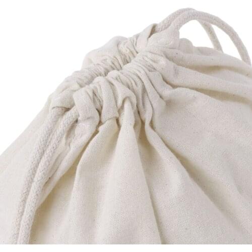 Natural Cotton Drawstring Pouch Stuff Storage Bag Laundry Clothes Finishing QXNB
