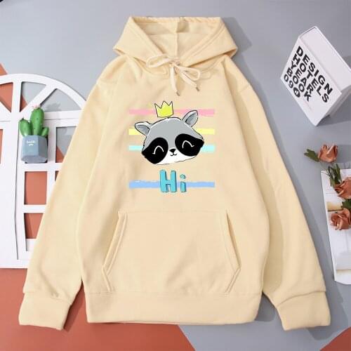 Kawaii Raccoon Watercolor Hoodies 2021 Autumn Funny Casual Ladies Tops Fashion Cute girl Sweatshirt Oversized Women Hoodie