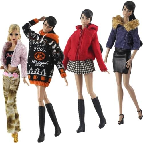 Fashion Winter Doll Clothes for Barbie Doll Outfits Coat Sweater Hoodie Skirt Pants Christmas Gift 1/6 BJD Dolls Accessories Toy
