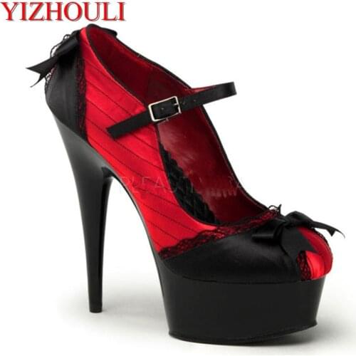 Fashion cloth ultra-high with fish head pretty temperament womens shoes 15 cm high heels Shows the new shoes