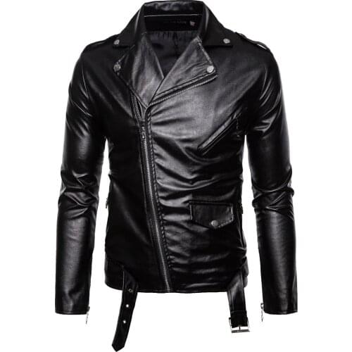 Autumn Winter 2020 Mew Men Leather Locomotive Wind Slim Body Collar Pocket Jacket New White Black Color men jacket