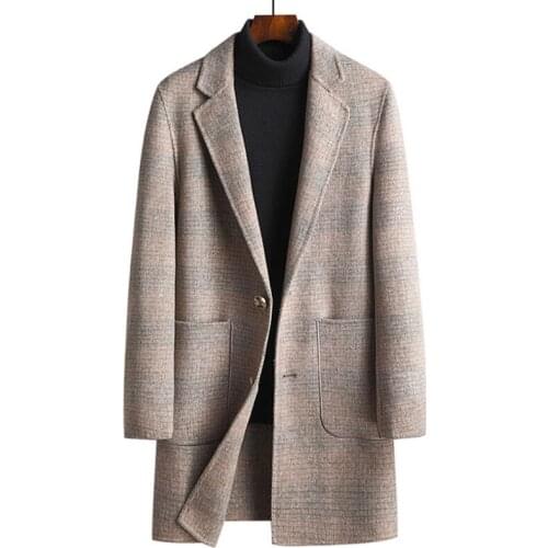 Winter New Brand Autumn Double Side Woolen Men 60% Wool Blends Coats Solid Color High Quality Mens Wool Jacket