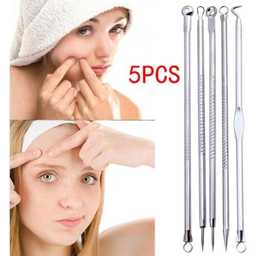 Acne Extractor Set 5 Pcs Pimple Blemish Comedone Acne Extractor Remover Tool Set Stainless Steel Acne Extractor Set Double Ended
