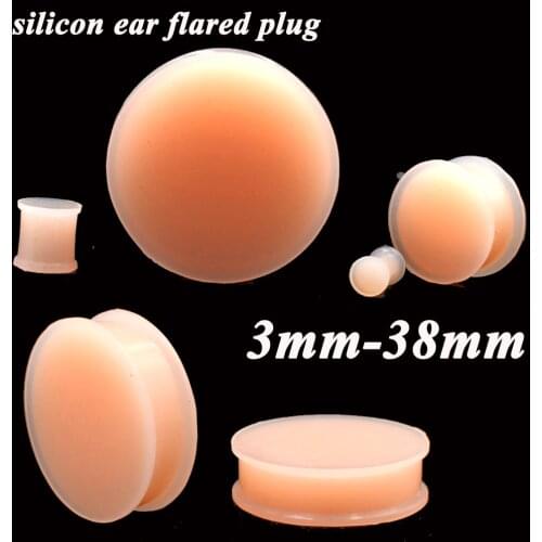 Pair Silicone Flexible Thin Double Flared Ear Plugs Flesh Tunnel Ear Gauge Expandar Stretcher 3mm-38mm Earrings Jewelry Piercing