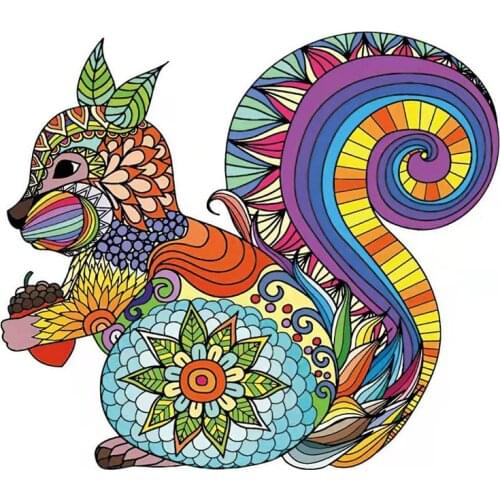 Rainbow Wooden Puzzle Squirrel Unique Animals Wooden Jigsaw Puzzles For Adults Kids Educational Toys DIY Crafts Gifts Collection