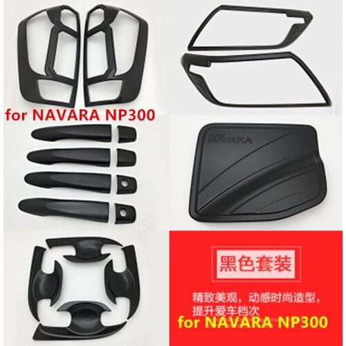 Front+Rear headlight Lamp Cover Door Handle Cover Fuel Tank Cover Gas Tank Cover for Nissan NAVARA NP-300 2014-2018 Car styling