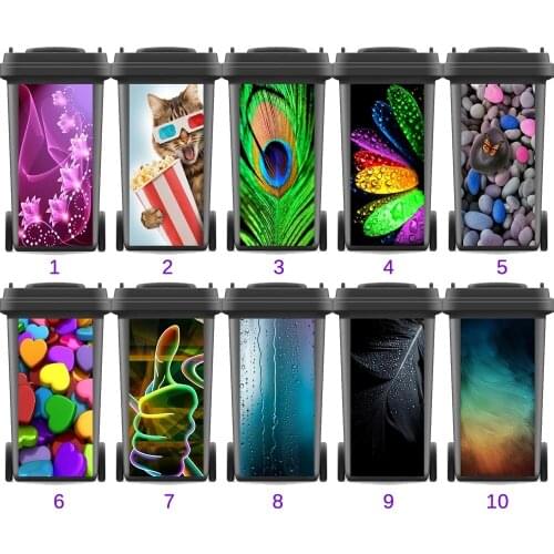 Popular Modern Adhesive Removable Waterproof Sticker Decals Rubbish bin trash can Cover sticker Ktichen 120liter 240liter