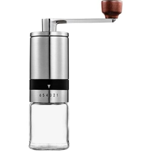 Manual Coffee Grinder Portable Hand Coffee Bean Grinder with 6 Adjustable Settings for Office Home Traveling and Camping