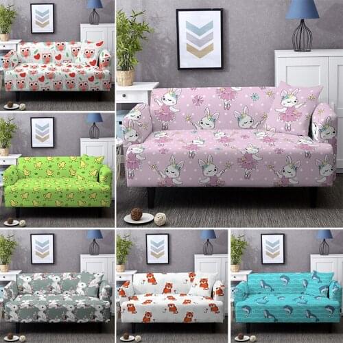 Cartoon Animal Elastic Sofa Cover For Living Room Detachable Washable Couch Covers Sectional Corner Slipcover 1/2/3/4 Seater