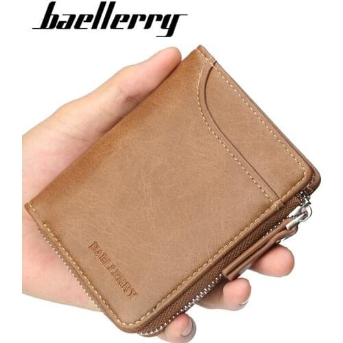 Seagloca Men PU Leather Multifunction Zipper Wallet Purse Short Male Clutch Leather Wallet Mens Money Bag