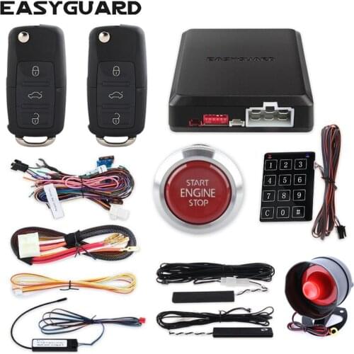 EASYGUARD Car Alarm System auto Start stop alarm universal DC12V push button keyless entry