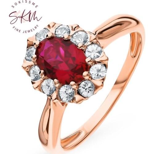 SKM Vintage flower rings for women brand designer 14k rose gold Engagement rings designer Promise Luxury Fine Jewelry