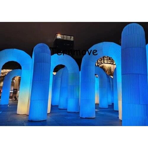Shopping mall wedding party event used multi-colors inflatable led lighting arch airgate with logo printing for promotion booth