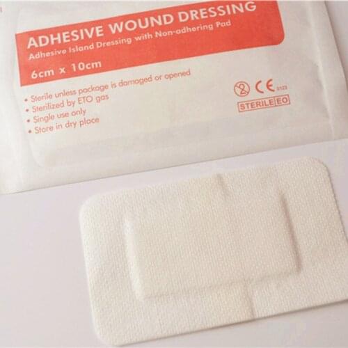 10Pcs 6*10Cm Non-Woven Medical Adhesive Hemostasis Band Aid First Dressing Bandage Sterilization Aid Tool Wound Plaster Wou H6M1