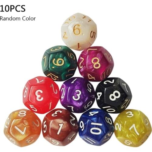 10Pcs 12 Sided Printing Engraving Kid Educational Toys Digital Number Wood Dice For Party Family DIY Games Accessary