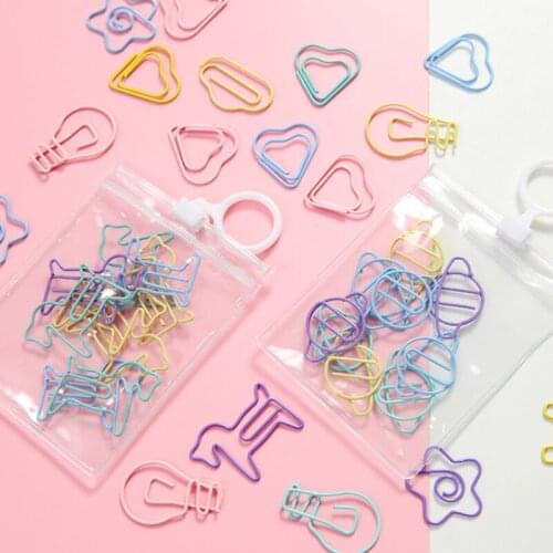 10pcs Heart Flower Paper Clip Set Bookmark Creative Cute Metal Exquisite Book Mark Page Folder Office School Supplies Stationery