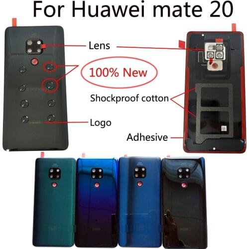 100% Orig New 6.53" For Huawei mate 20 HMA-AL00 HMA-L09 HMA-L29 Glass Rear Back Door Housing Battery Door Cover + Adhesive