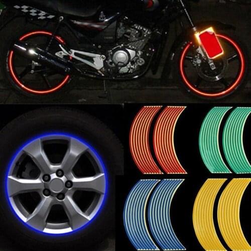 16 Strips/Set DIY Reflective Tape Car Motorcycle Rim Wheel Sticker Motorcycle Decal Decoration Tape Stripe Rim Stickers Car G1I3