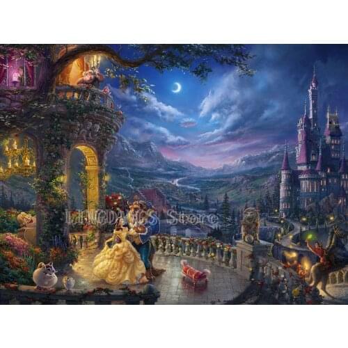 5D DIY Diamond Painting Cartoon Disney Beauty And The Beast Princess Full Drill Diamond Embroidery Mosaic Handmade Home Decor