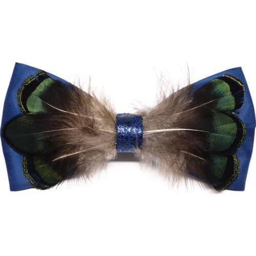 Free shipping mens male fashion Handmade birthday gifts feather bow ties casual suits dresses Headdress personality man