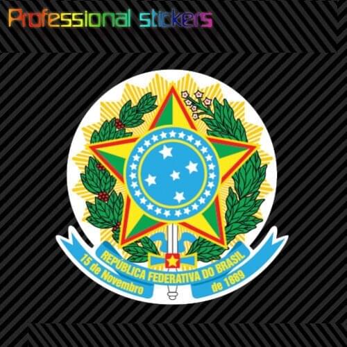 Brazilian Coat of Arms Sticker Decal Self Adhesive Vinyl Brazil Flag BRA BR Stickers for Cars, Bicycles, Laptops, Motos