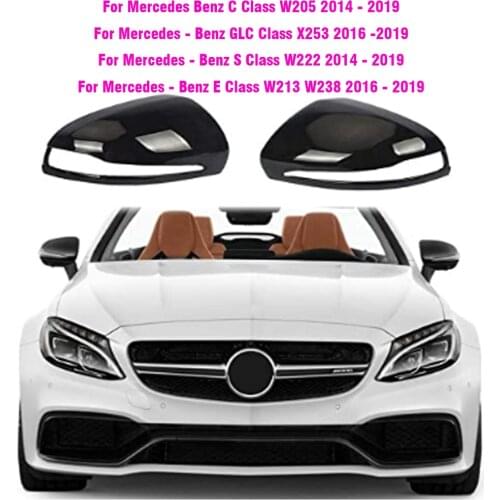 LHD Rearview Mirror Covers For Mercedes Benz C W205 E W213 GLC-Class X253 S Class W222 ABS Carbon Fiber Gloss Black