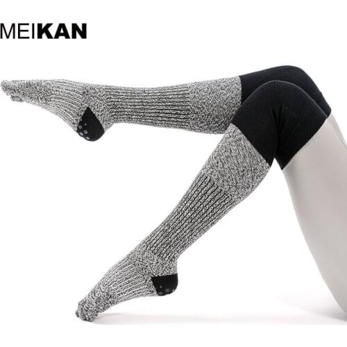 2 Color MEIKAN Parallel High Long Tube Yoga Stockings Thigh Socks Warm Leggings Non-slip Five-finger Floor Dance Socks