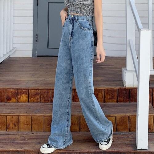 Wide Leg Denim Woman Jeans High Waist Clothes Clothing Blue Streetwear Vintage Quality 2021 Fashion Harajuku Straight Pants