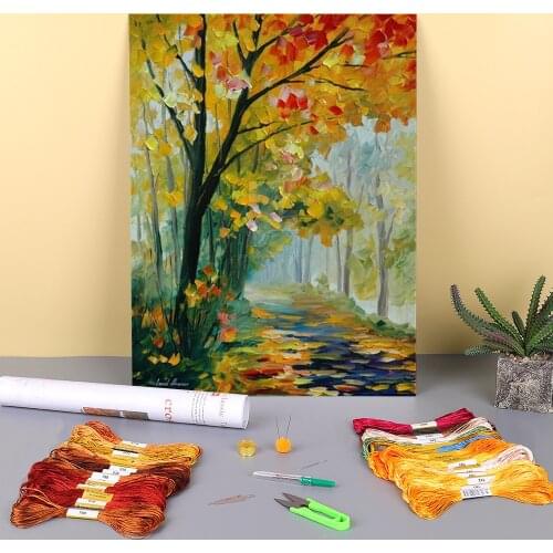 Path To The Past Printed Canvas 11CT Cross-Stitch Embroidery Full Kit DMC Threads Craft Knitting Needlework Painting Decor