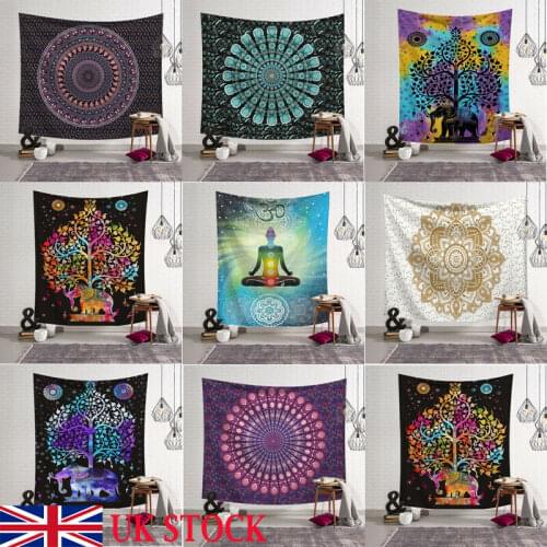 India Mandala Tapestry Wall Hanging Boho Decor Wall Cloth Tapestries Psychedelic Hippie Night Moon Tapestry Mandala Wall Carpet