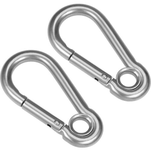 Carabiner Snap Hook, 304 Stainless Steel Carabiner Spring Snap Link Hook Clip Keychain 2Pcs